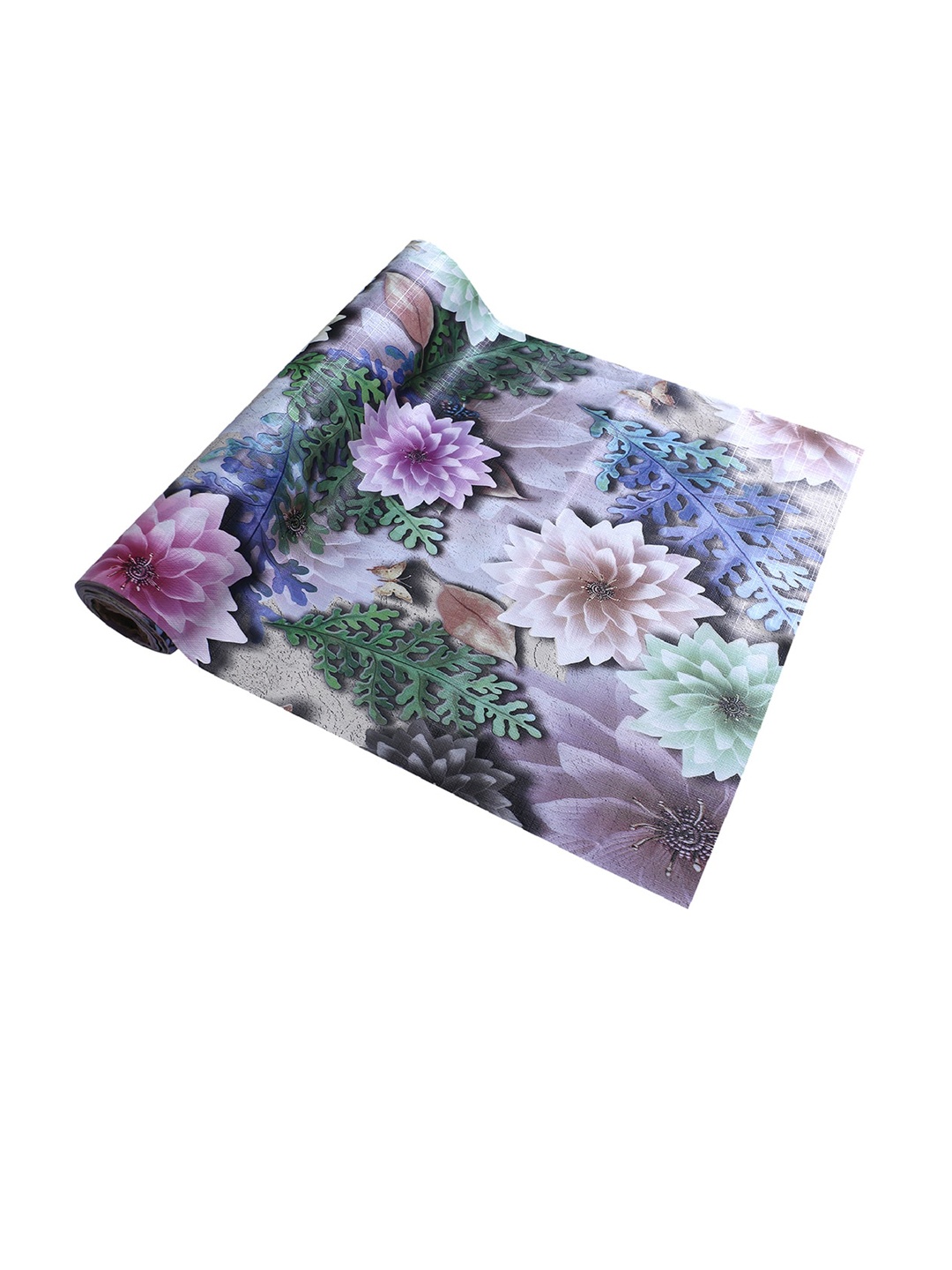 

Kuber Industries Brown & Purple Floral Printed Waterproof PVC Anti-Slip Shelf Liner