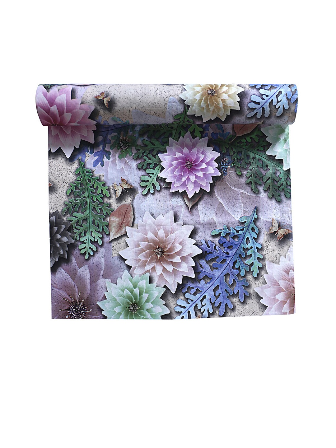 

Kuber Industries Brown & Purple Floral Printed Waterproof Anti-Slip Shelf Liner