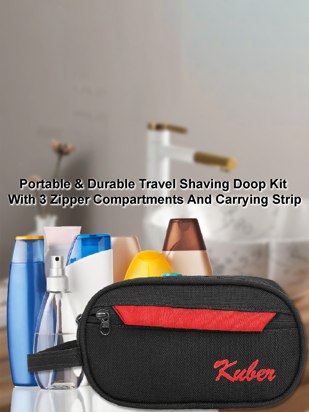 

Kuber Industries Black Canvas Toiletry Organizer