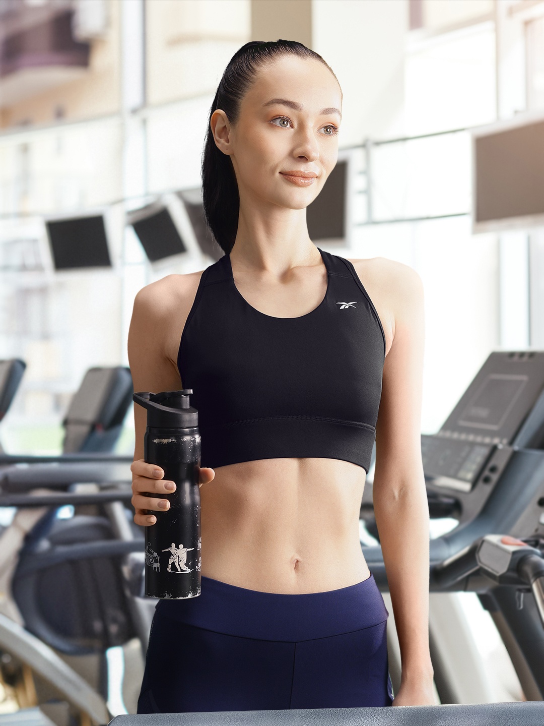 

Reebok Lightly Padded Bra, Black