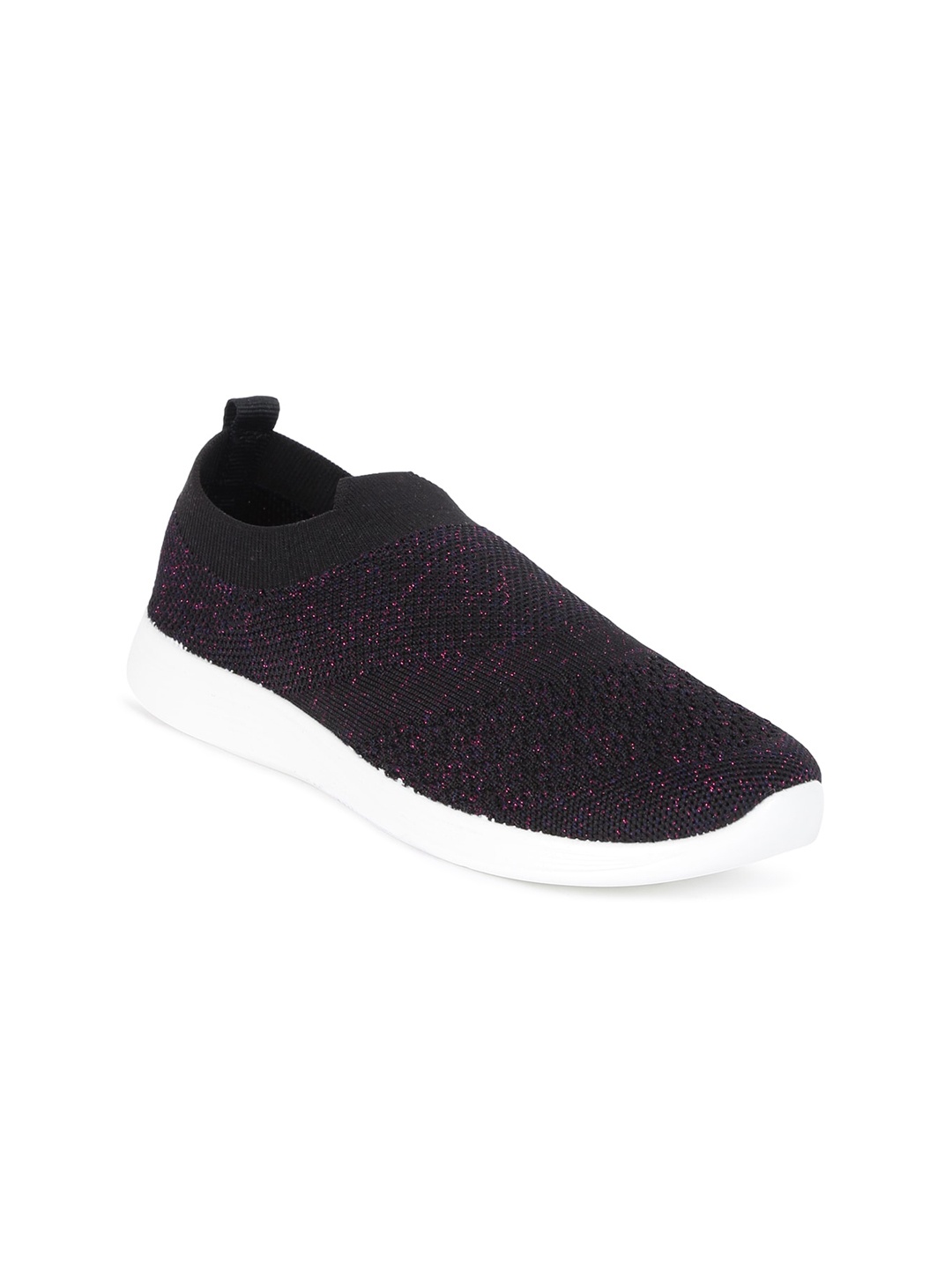 

Paragon Women Woven Design Slip-On Sneakers, Black