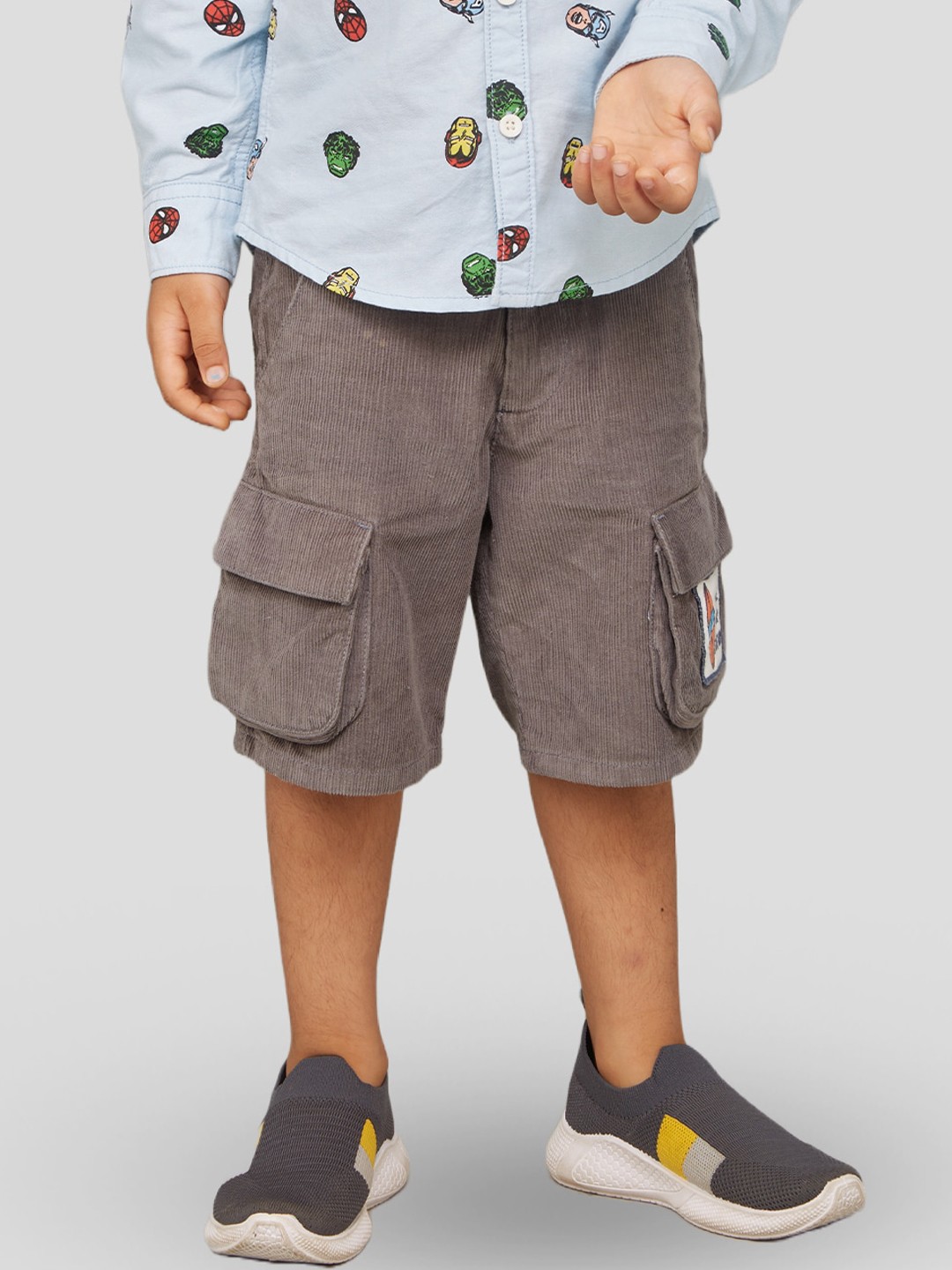 

Zalio Boys Cotton Cargo Shorts, Grey