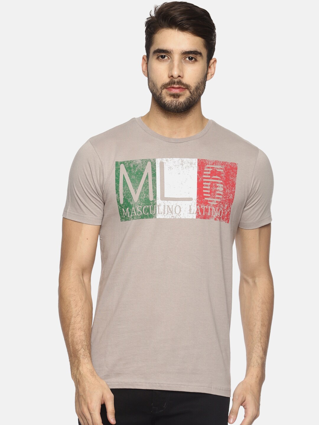 

Masculino Latino Men Typography Printed T-shirt, Grey
