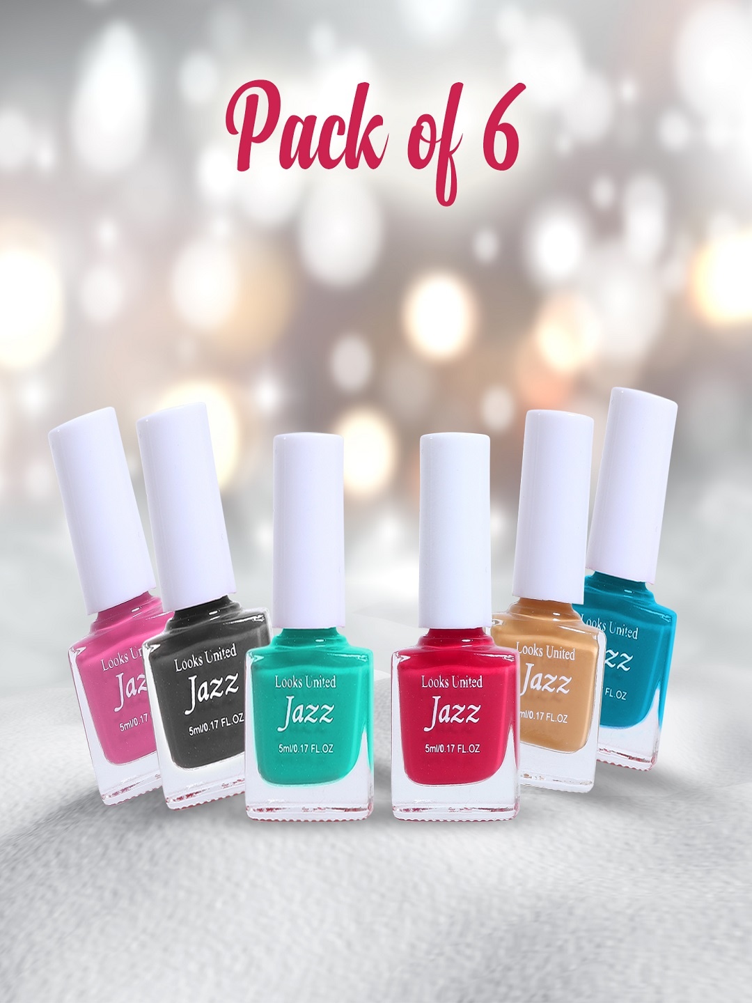 

Looks United Jazz Set Of 6 New HD Shine Pastel Color Long-lasting Stay Nail Polish 5 ml Each, Pink