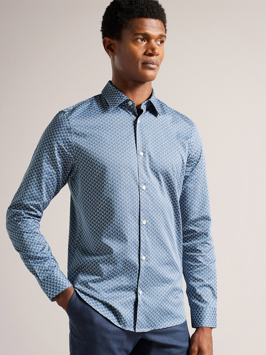

Ted Baker Men Classic Printed Casual Shirt, Blue