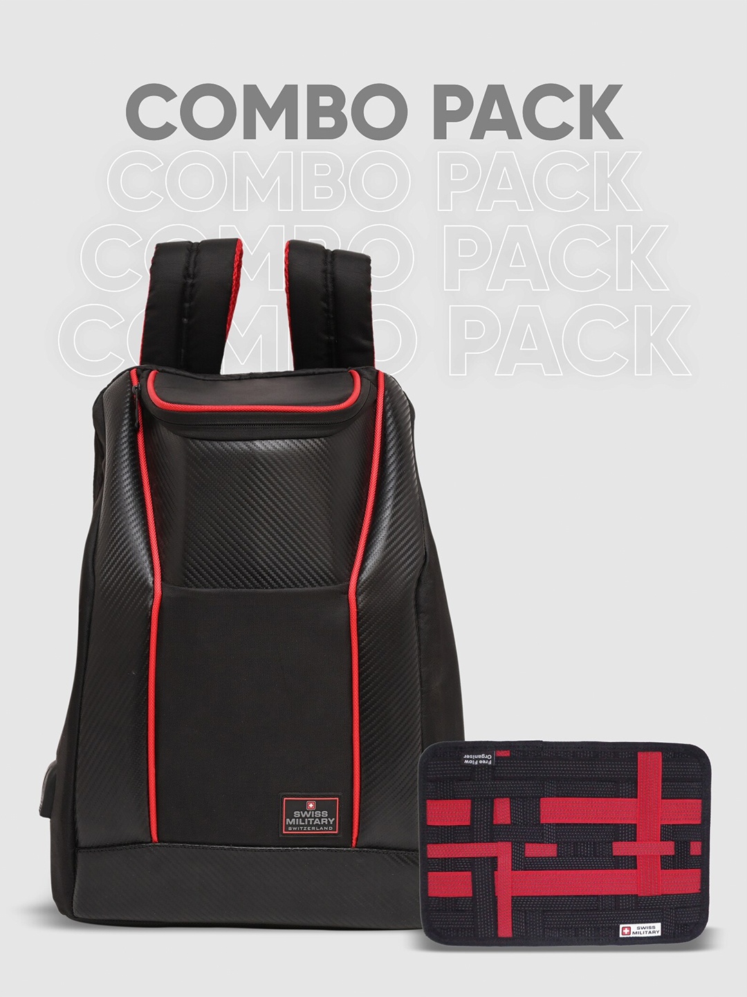 

SWISS MILITARY Unisex Backpack With Gadget Organizer, Black