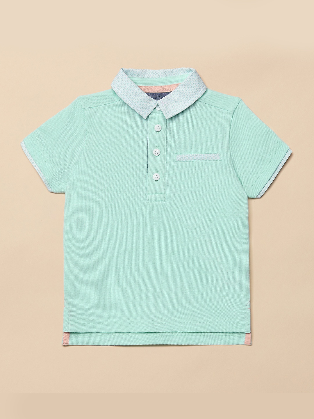 

mothercare Boys Green Polo Collar Cotton T-shirt