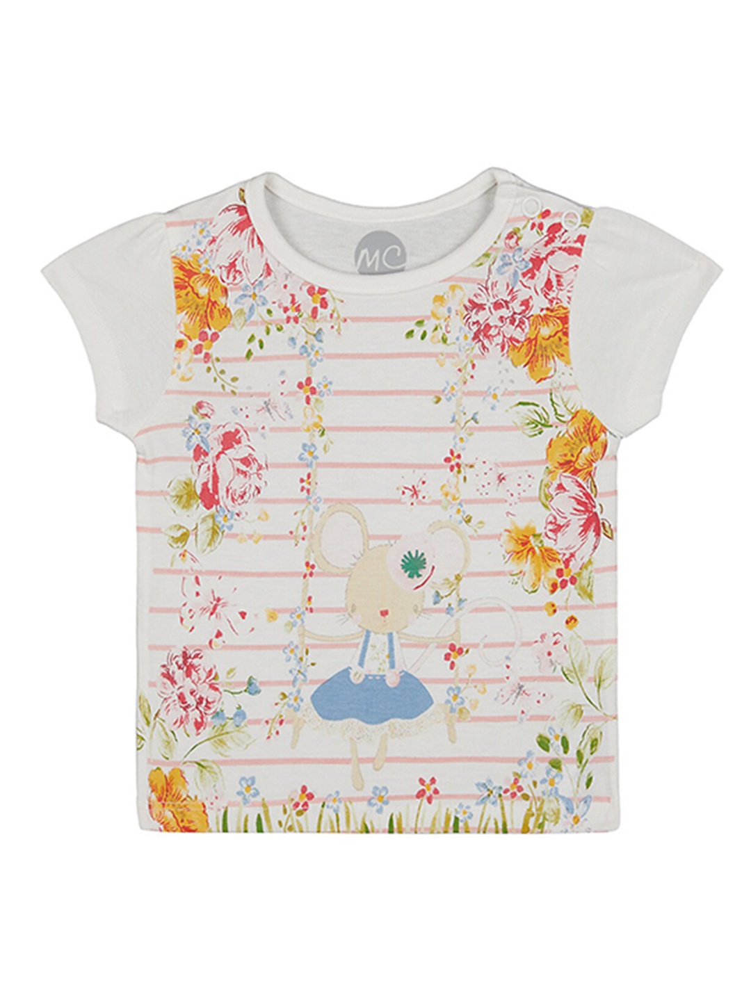 

mothercare Girls Floral Printed T-shirt, White