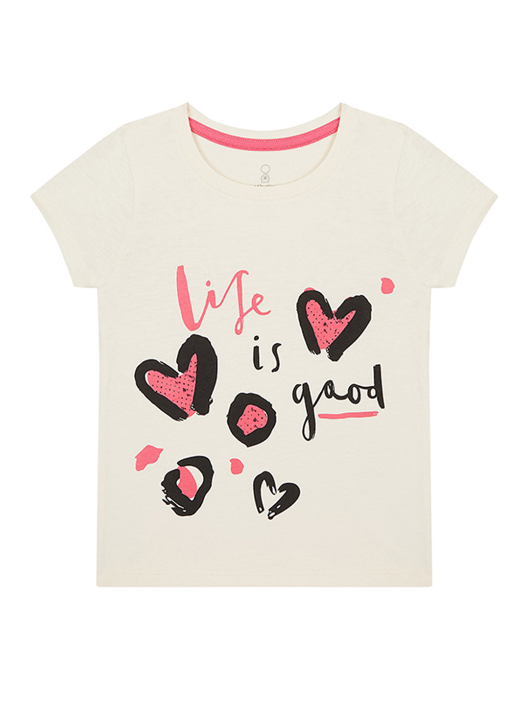 

mothercare Girls Round Neck Printed Cotton T-shirt, White