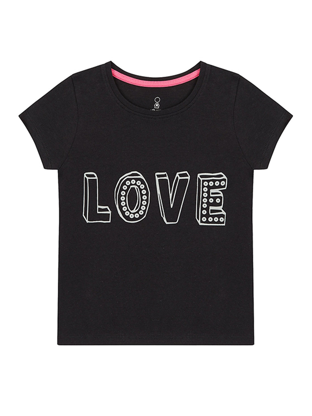 

mothercare Girls Typography Printed T-shirt, Black