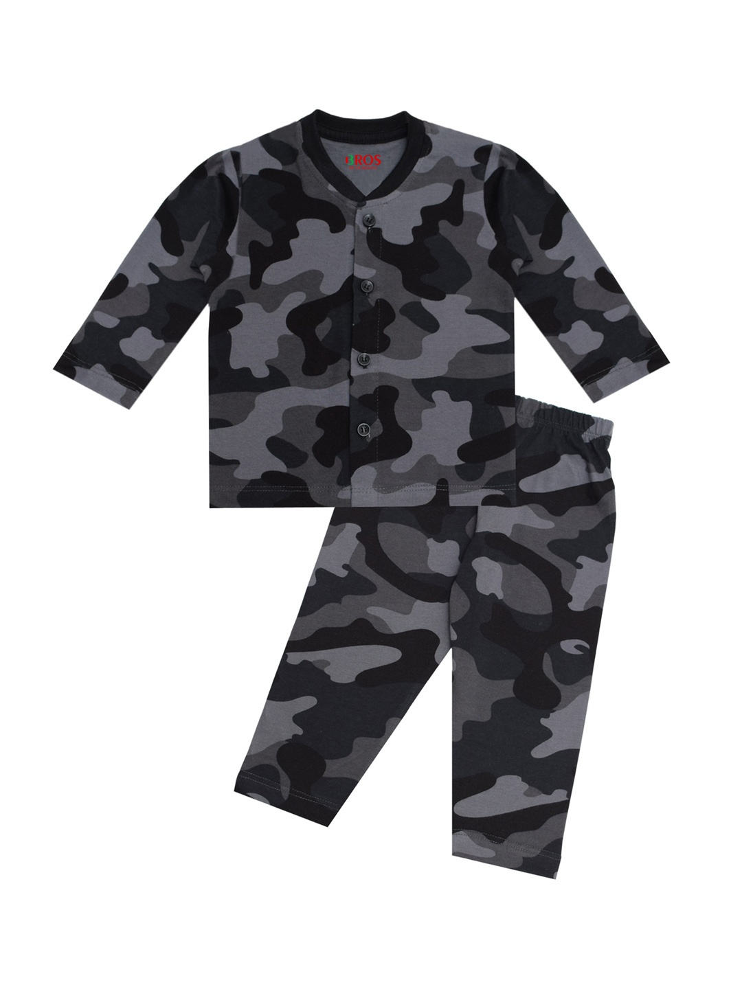

3BROS Girls Printed Pure Cotton Night suit, Grey