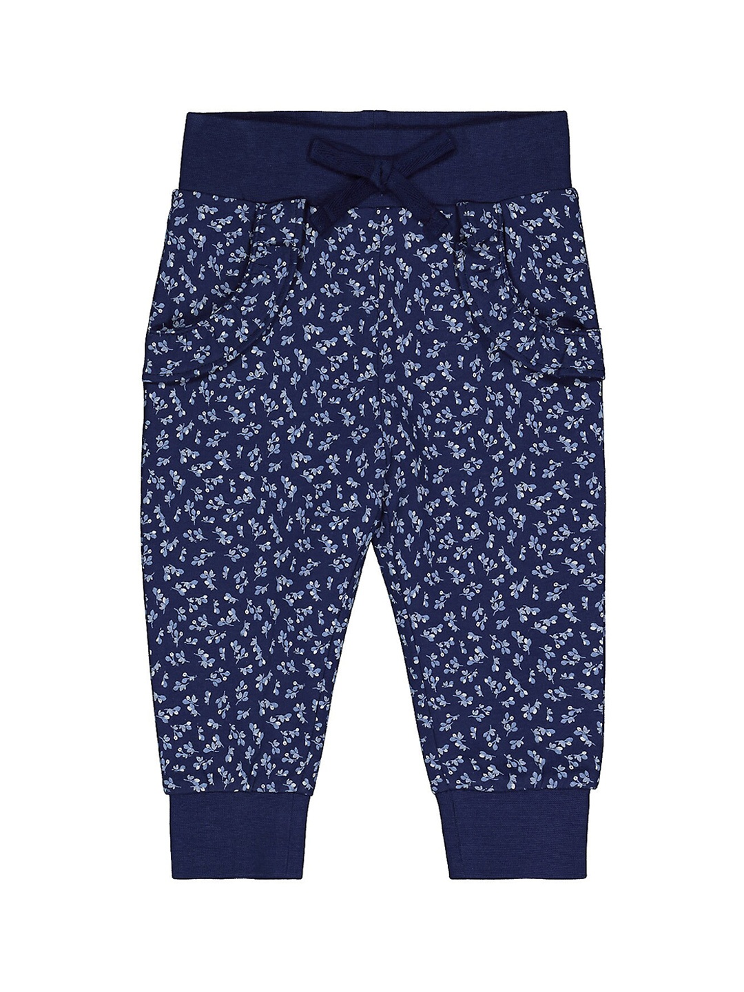 

mothercare Infant Girls Printed Cotton Joggers, Navy blue