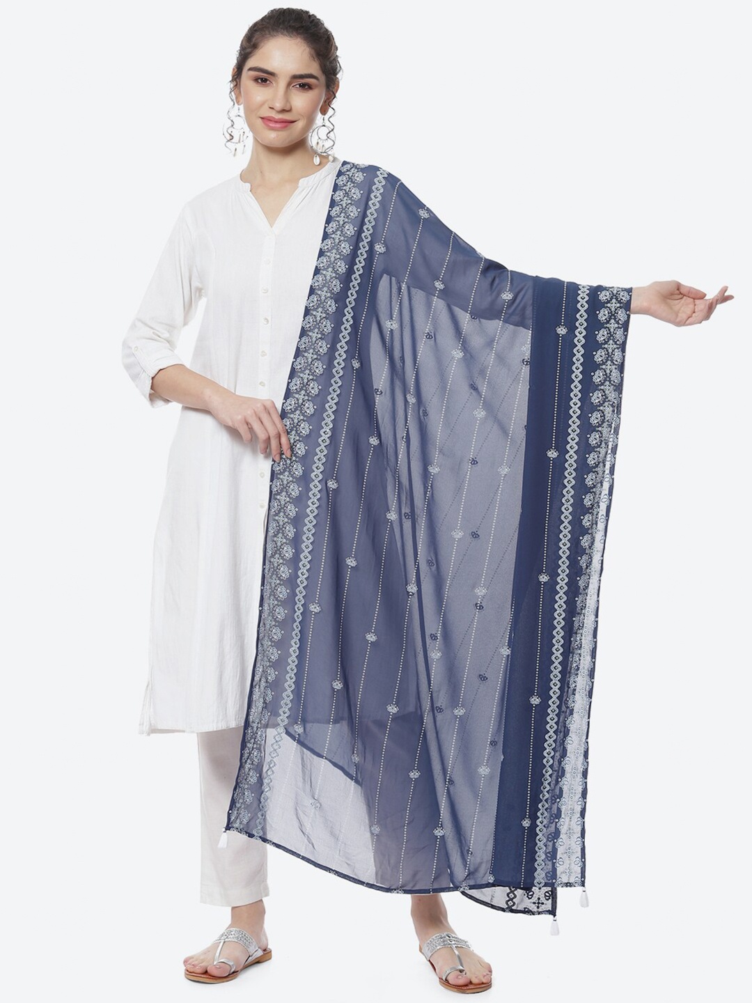 

Rangriti Bandhani Printed Dupatta, Navy blue