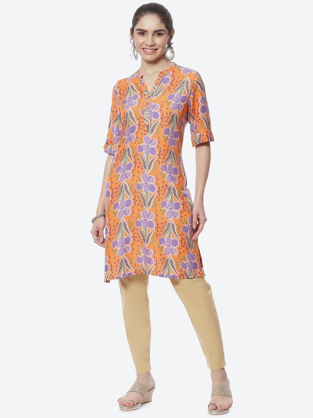 

Rangriti Ethnic Motifs Printed Kurta, Orange