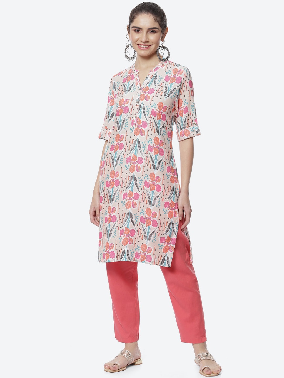 

Rangriti Women Printed Kurta, Peach