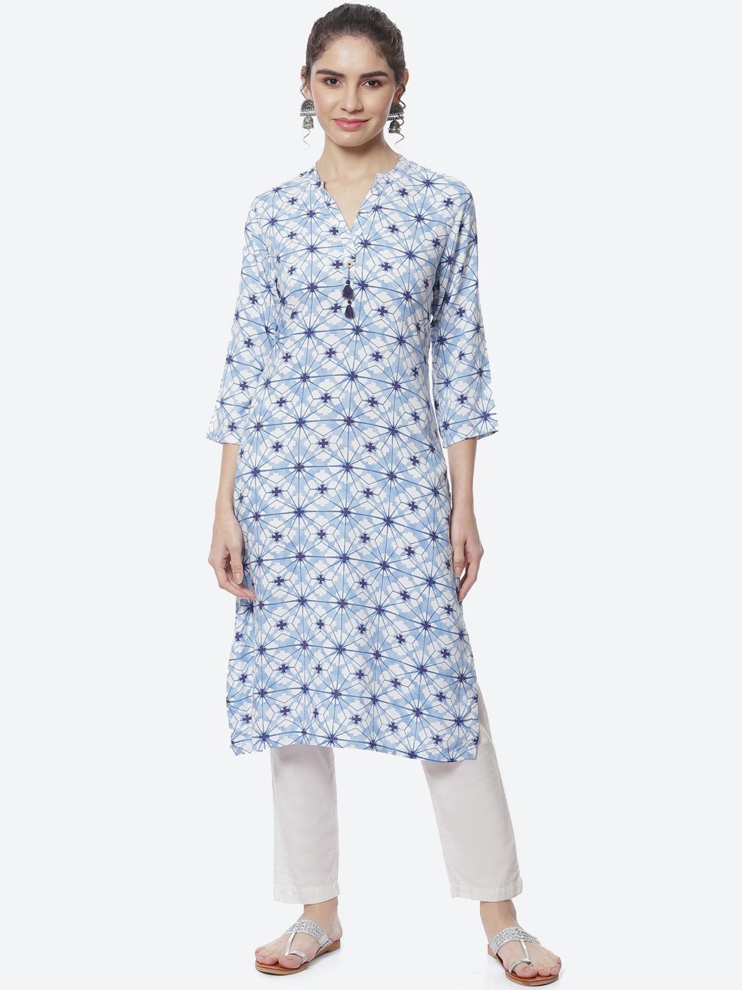 

Rangriti Women Geometric Printed Kurta, Blue