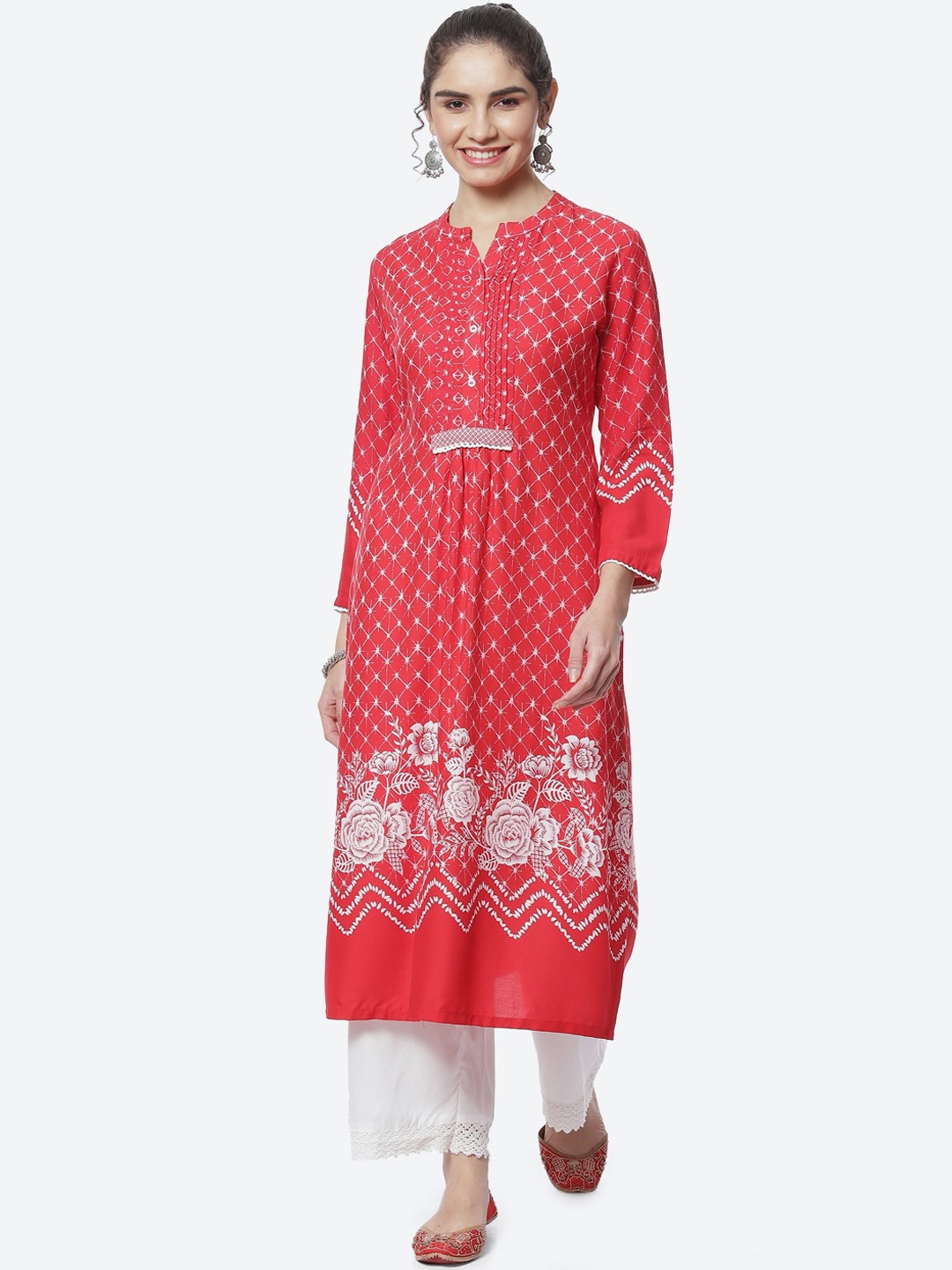 

Rangriti Women Floral Printed Kurta, Red