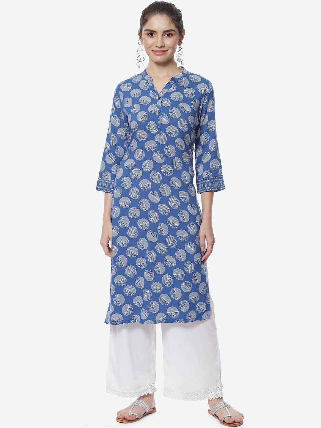 

Rangriti Women Geometric Printed Kurta, Blue