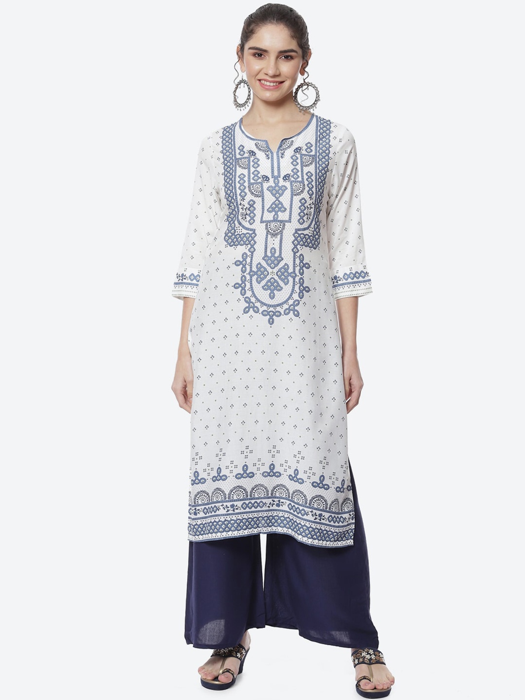 

Rangriti Women Ethnic Motifs Printed Kurta, White