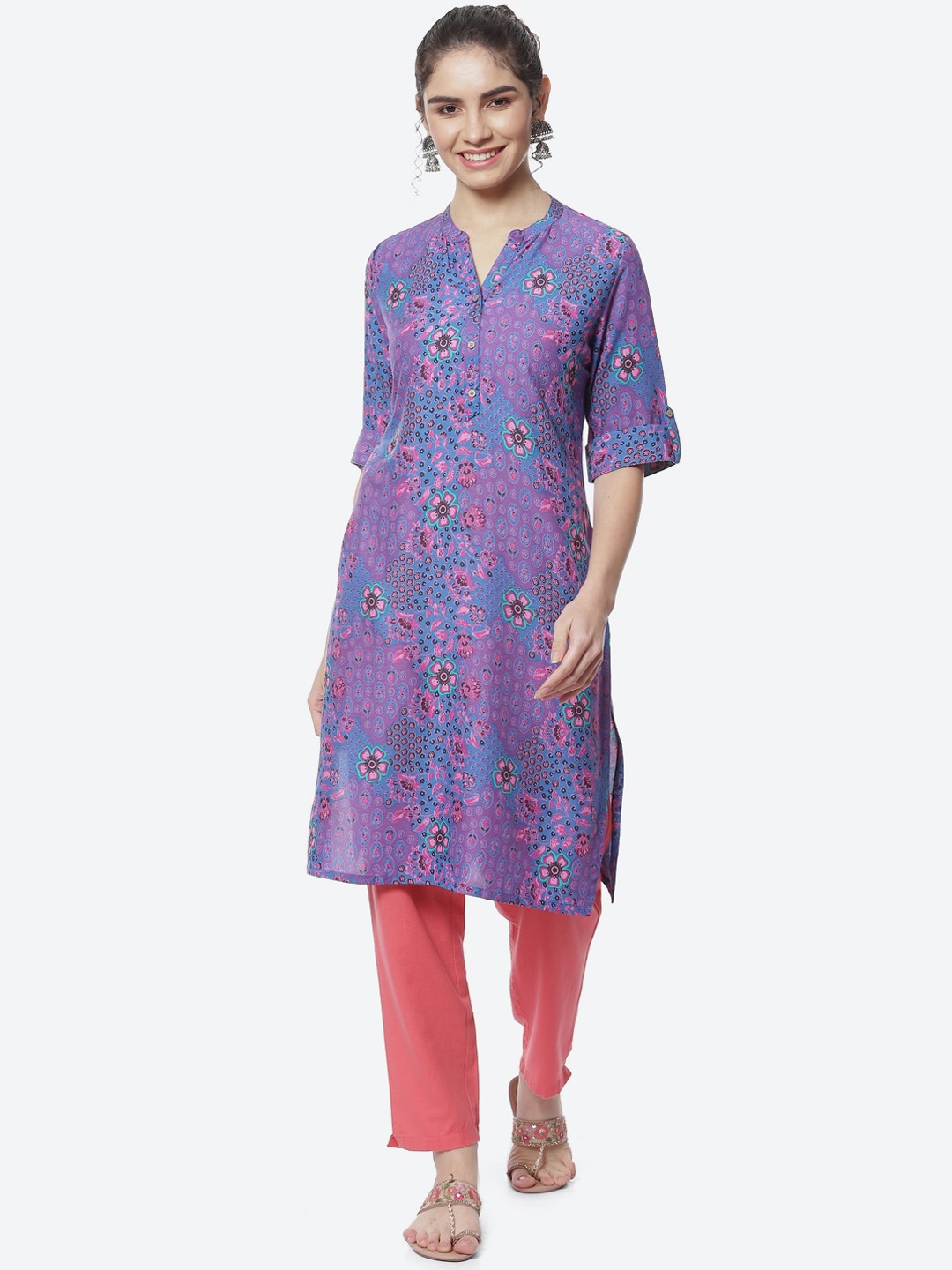 

Rangriti Floral Printed Kurta, Purple