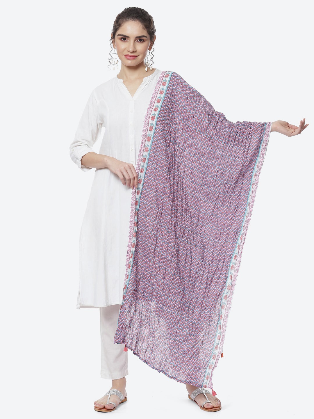 

Rangriti Cotton Printed Dupatta, Lavender