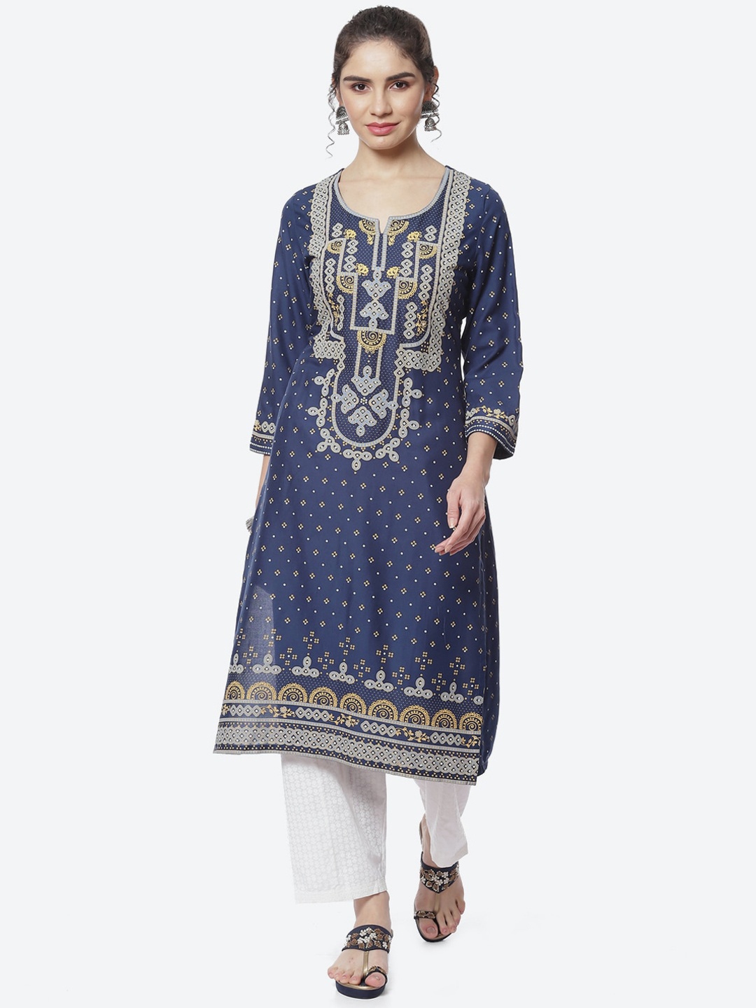 

Rangriti Women Ethnic Motifs Printed Kurta, Blue
