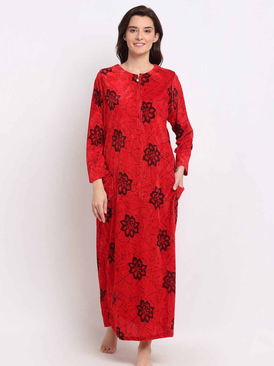 

Jinfo Printed Maxi Nightdress, Red