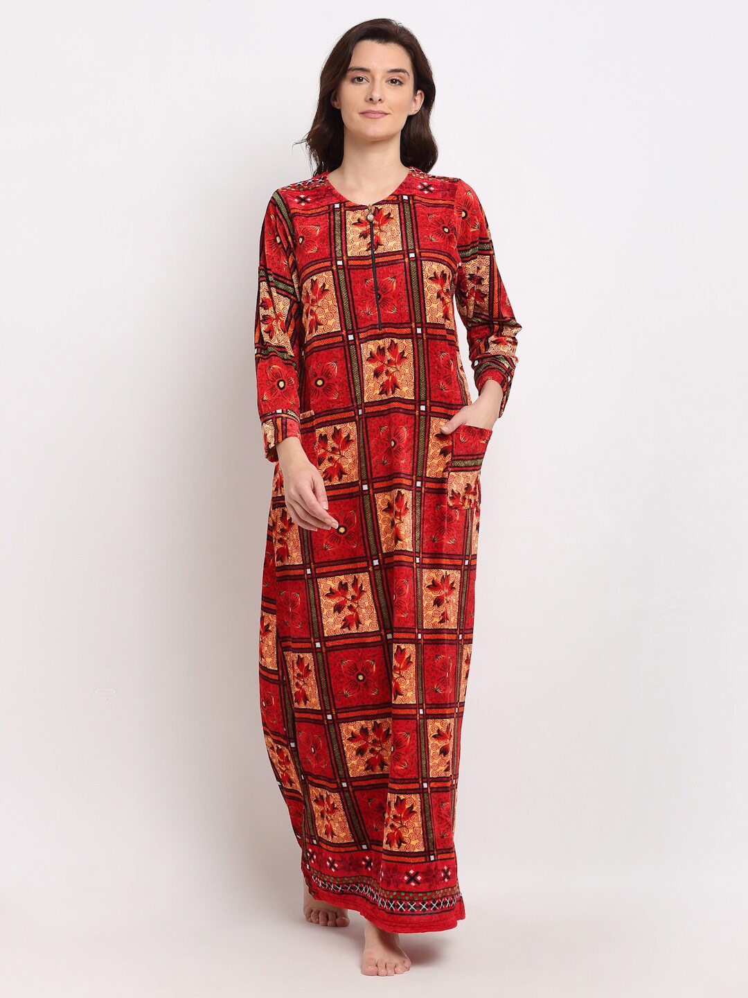 

Jinfo Printed Maxi Nightdress, Red