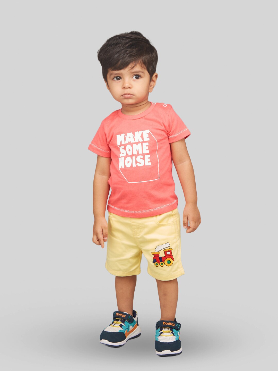 

Zalio Boys Printed Pure Cotton T-shirt with Shorts, Pink