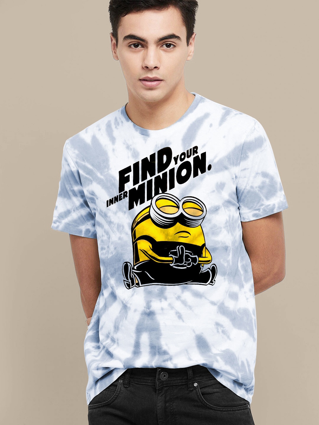 

Free Authority Men Minions Printed Cotton T-shirt, Grey