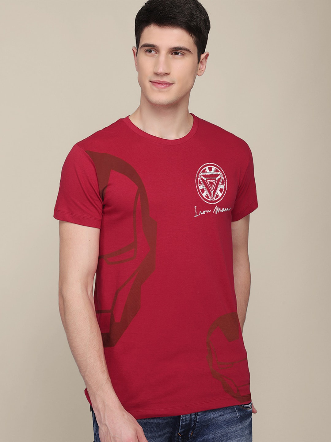 

Free Authority Men Iron Man Printed Cotton T-shirt, Red