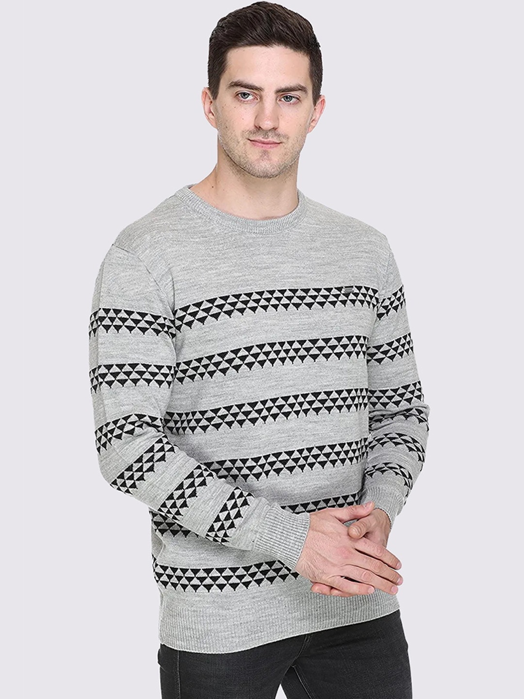 

GODFREY Men Acrylic Pullover, Grey