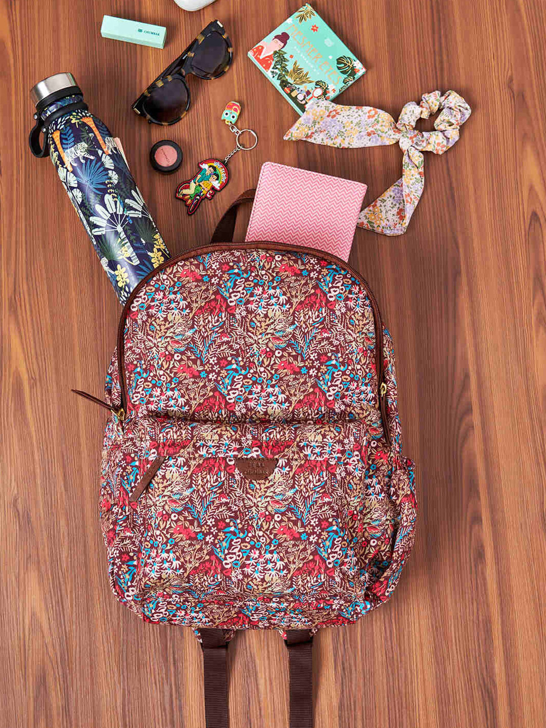 

Chumbak Women Printed Laptop Bag, Brown