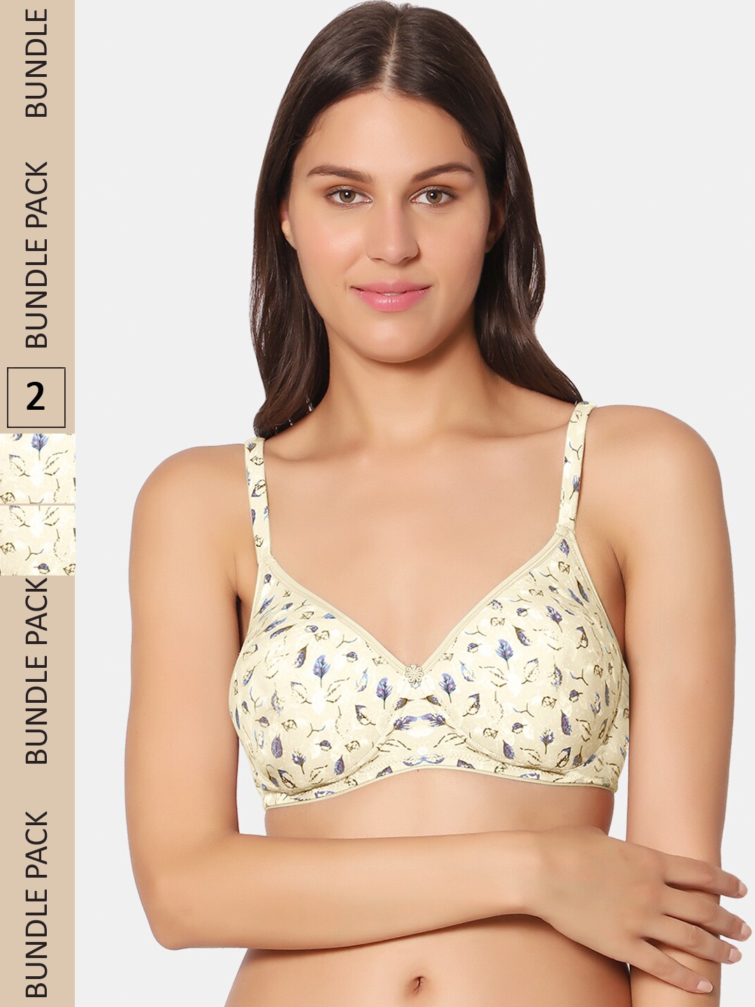 

Sonari Pack Of 2 Floral Printed Lightly Padded Bra, Yellow