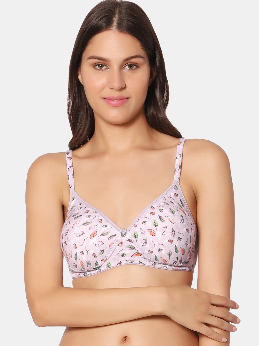 

Sonari Floral Printed Lightly Padded Medium Coverage Bra, Pink