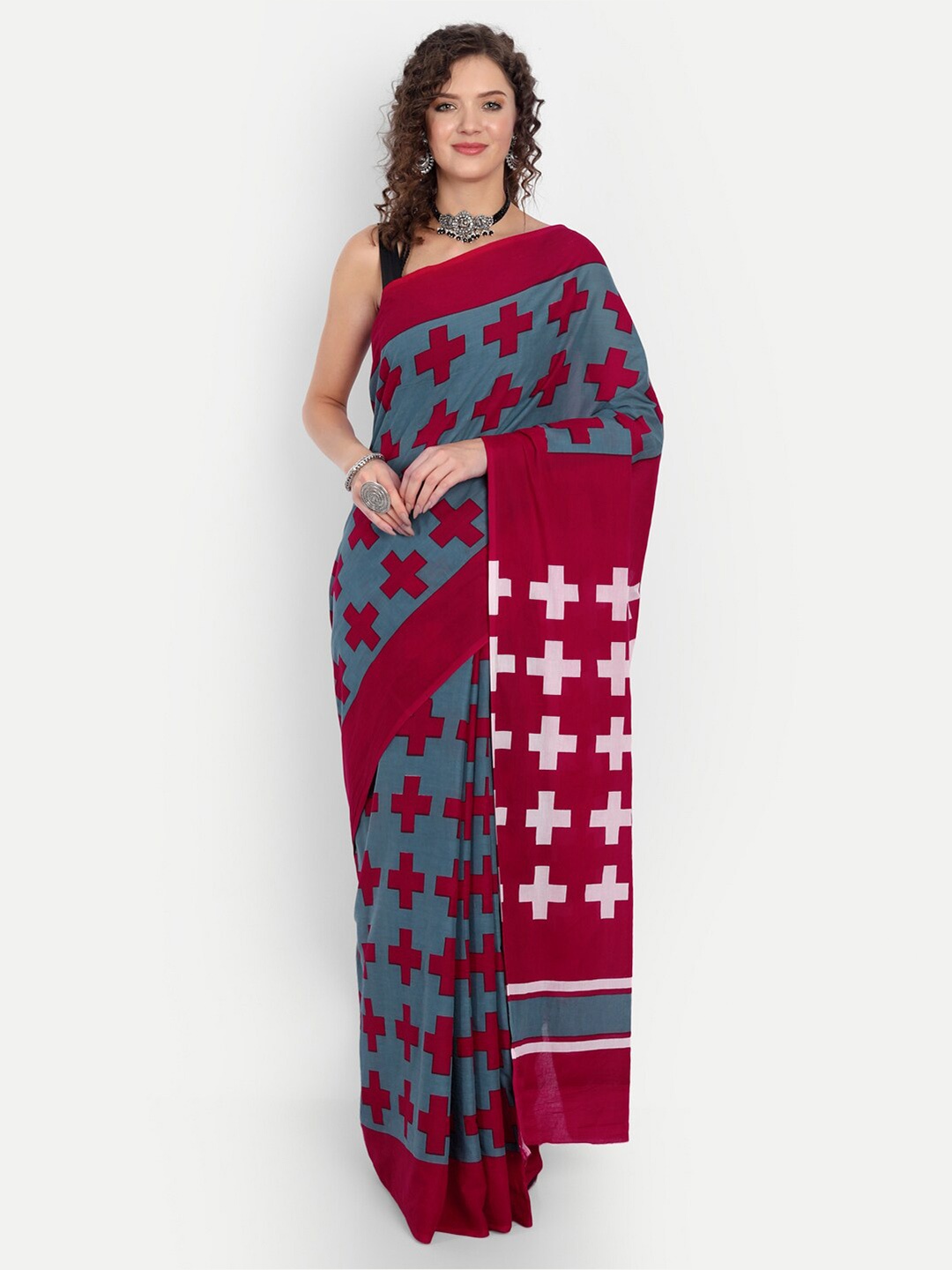 

BUTA BUTI Pure Cotton Saree, Grey