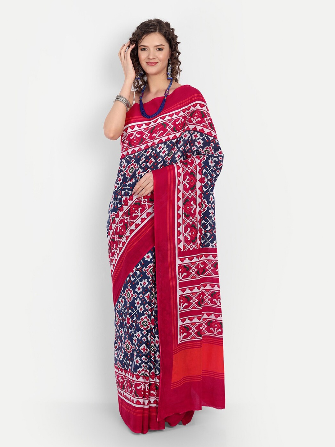 

BUTA BUTI Ethnic Motifs Pure Cotton Saree, Navy blue