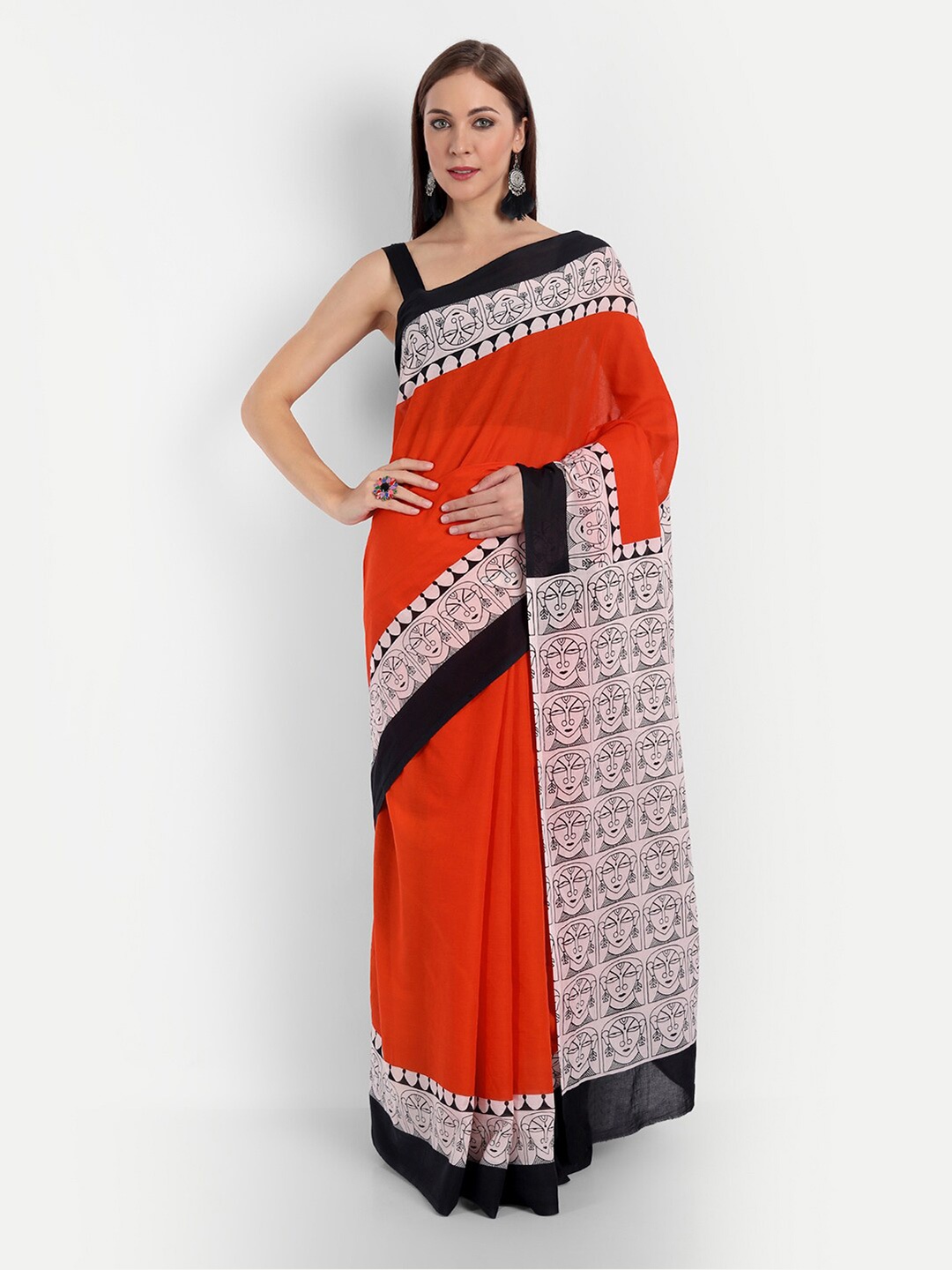 

BUTA BUTI Ethnic Motifs Pure Cotton Saree, Red