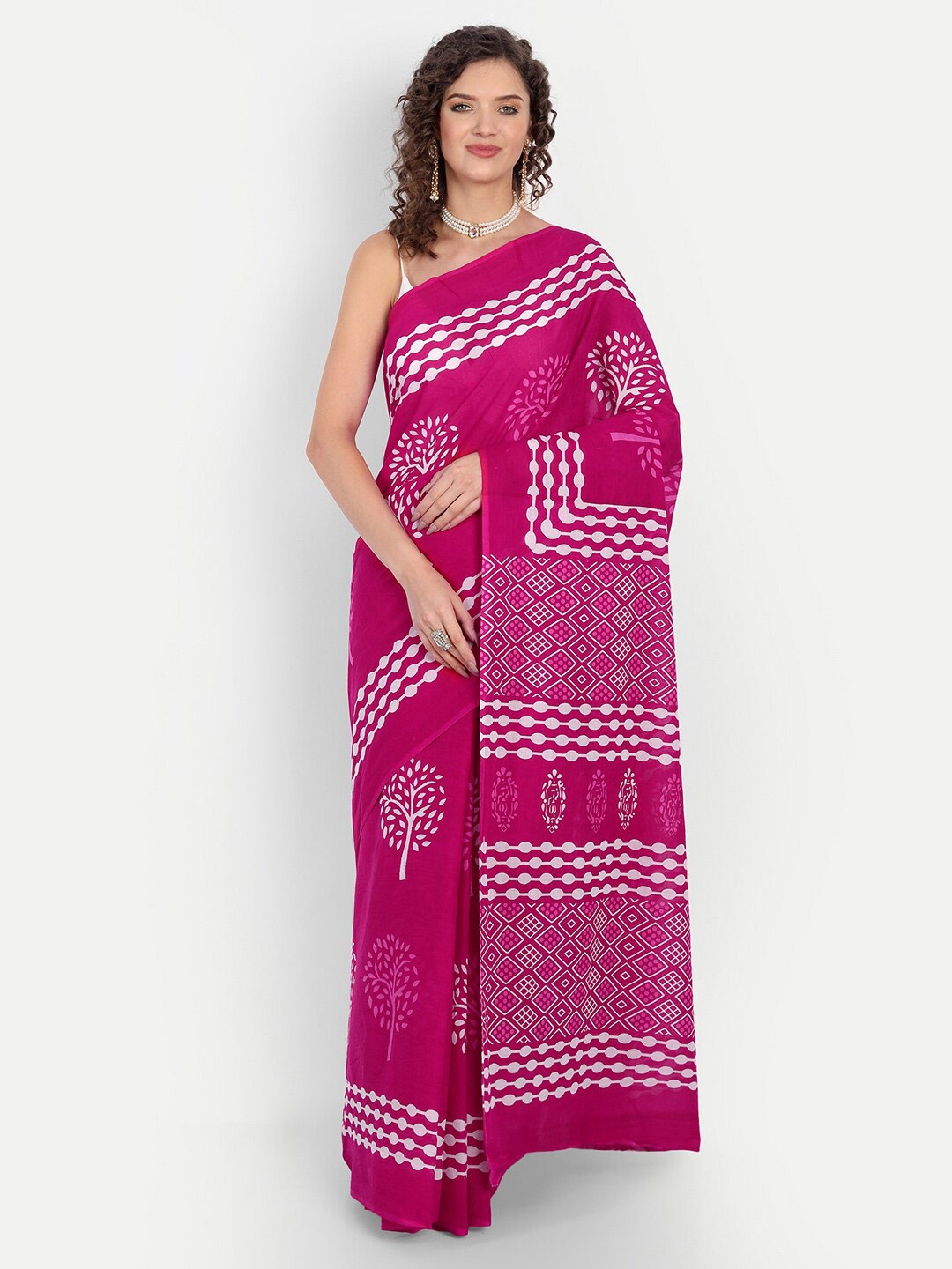

BUTA BUTI Ethnic Motifs Pure Cotton Saree, Pink