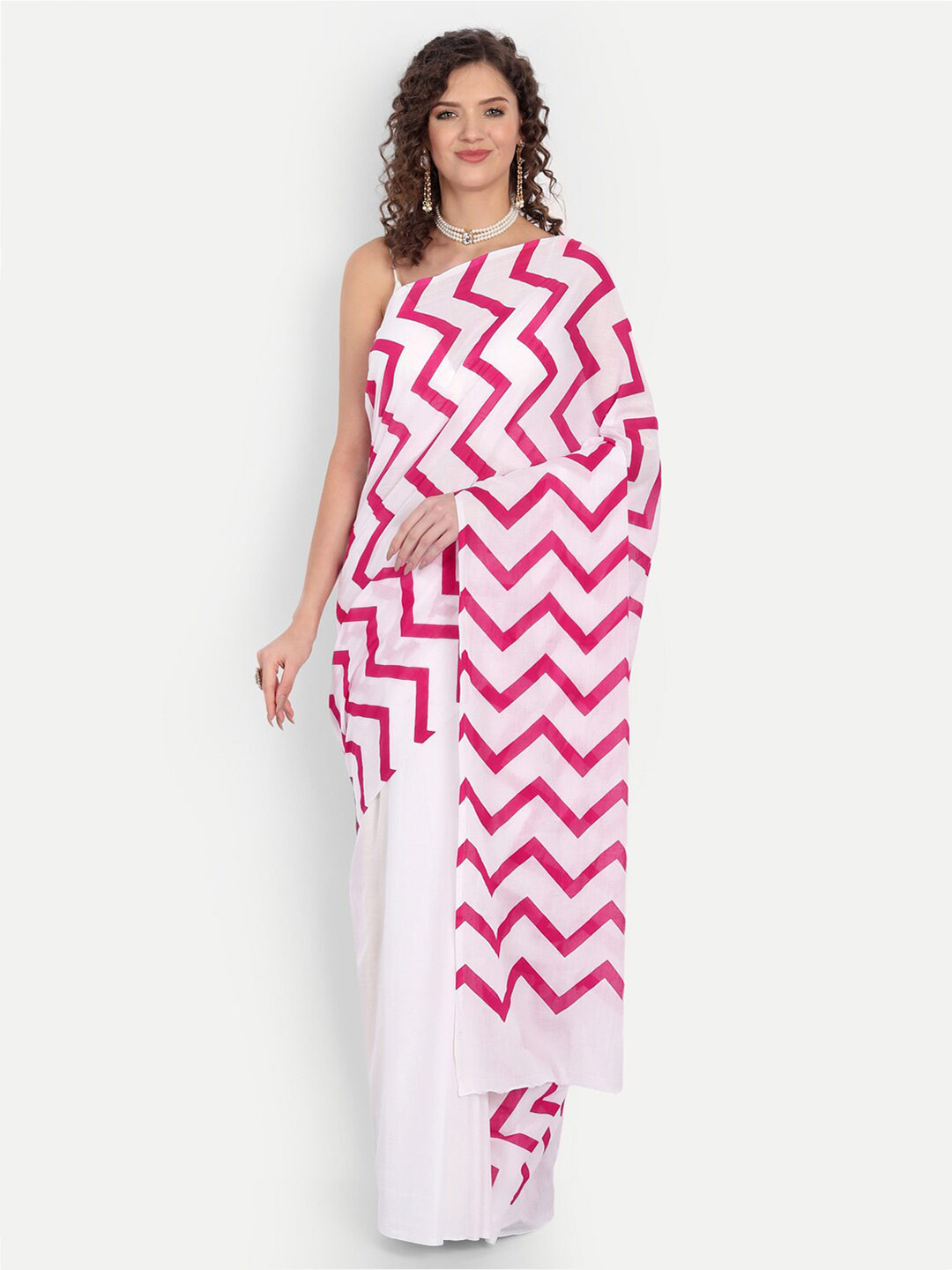 

BUTA BUTI Leheriya Pure Cotton Ready to Wear Saree, White