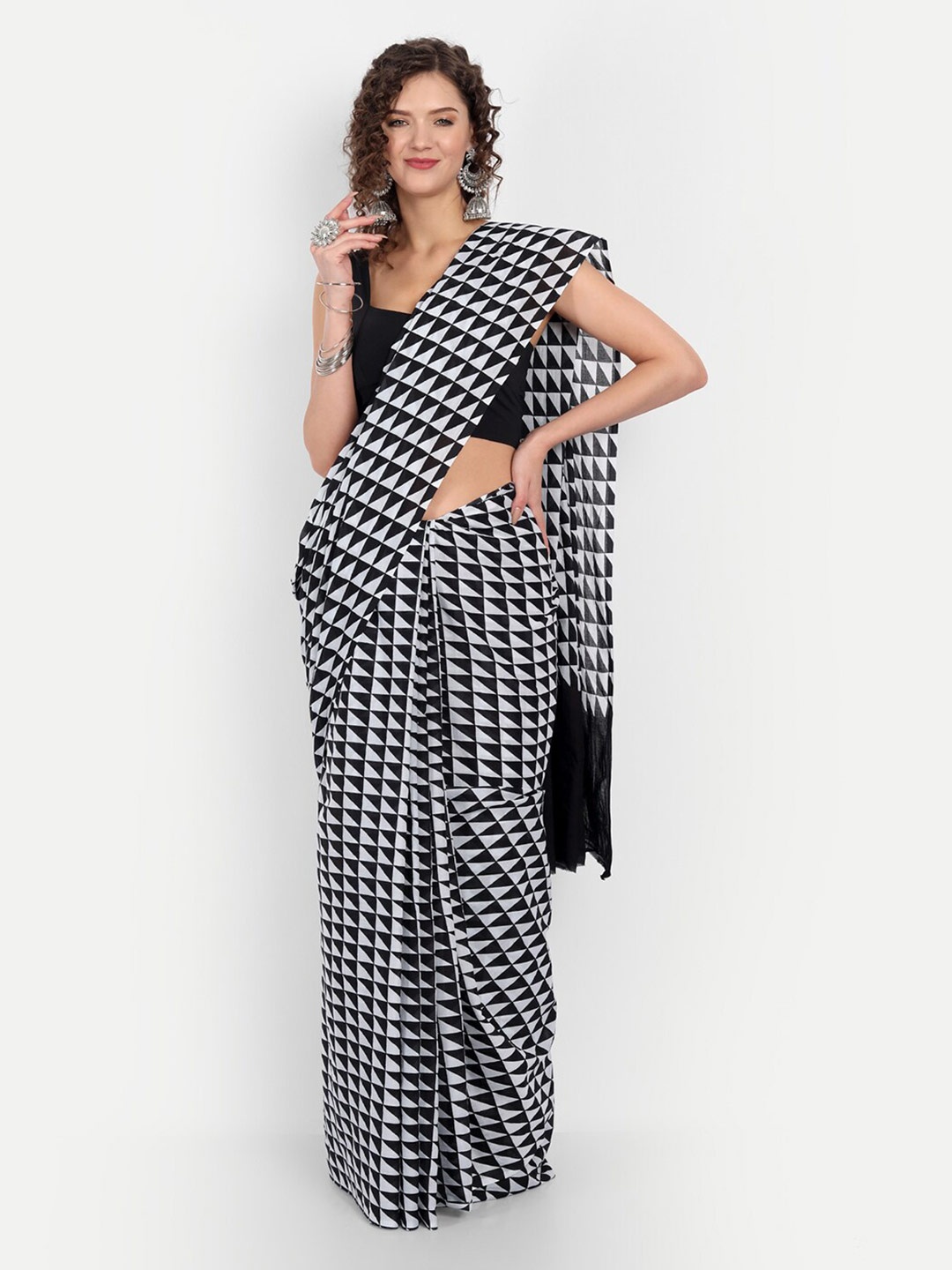 

BUTA BUTI Pure Cotton Saree, Black