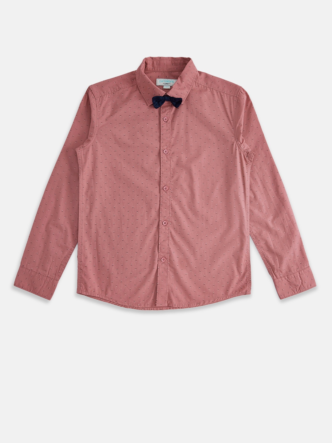 

Pantaloons Junior Boys Pink Printed Party Cotton Shirt