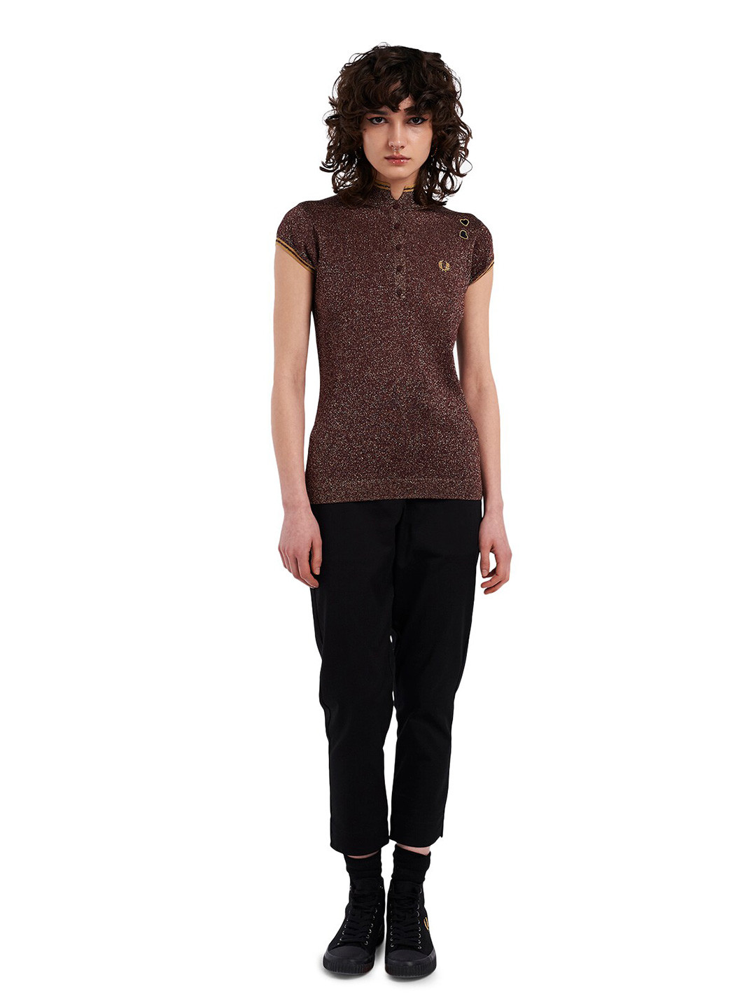 

Fred Perry Mandarin Collar Extended Sleeves Top, Red