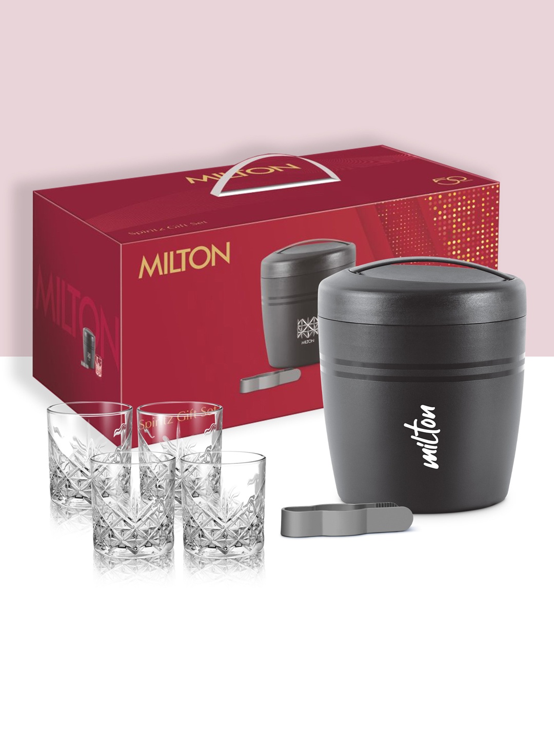 

Milton Spiritz 4 Pcs Black & Grey Polar Ice Pail With Edford Tumbler 4 Pcs x 340 ml 1.5 L