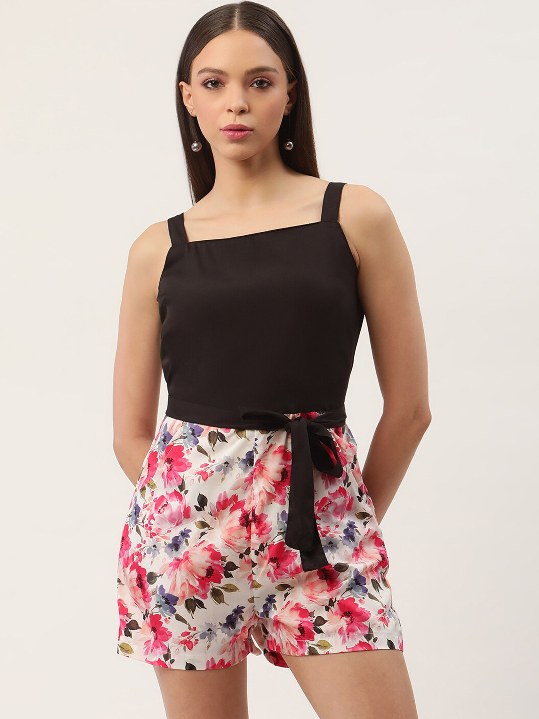 

Sleek Italia Floral Printed Jumpsuit, White