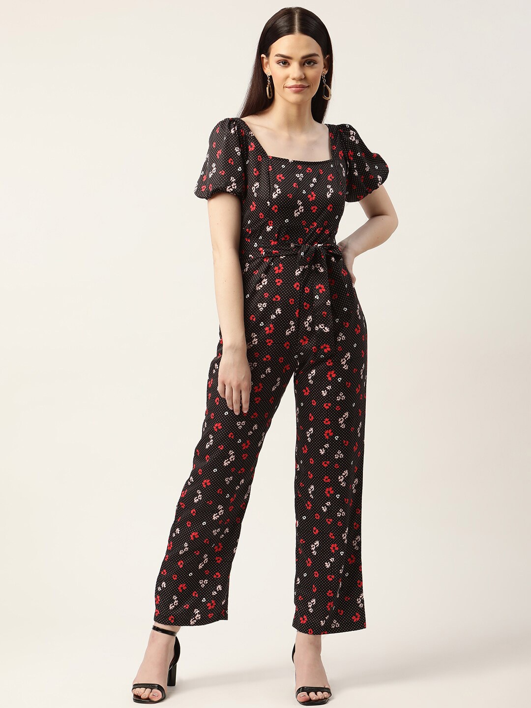 

Sleek Italia Printed Basic Jumpsuit, Black