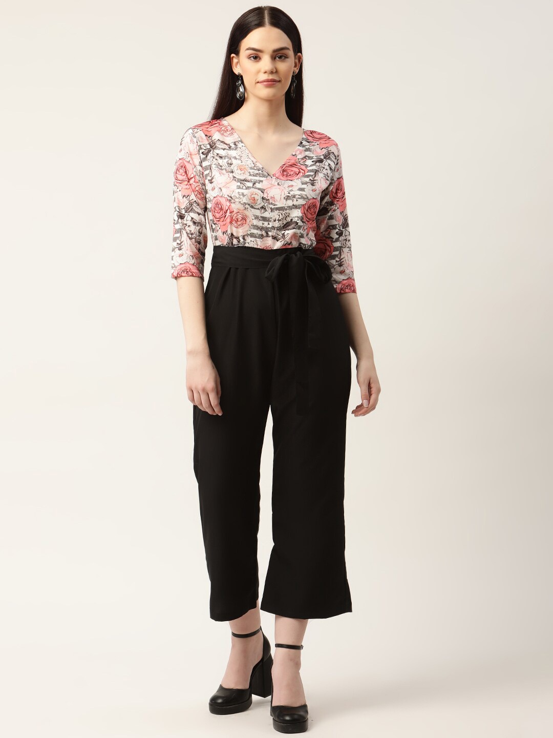 

Sleek Italia Printed Basic Jumpsuit, Black