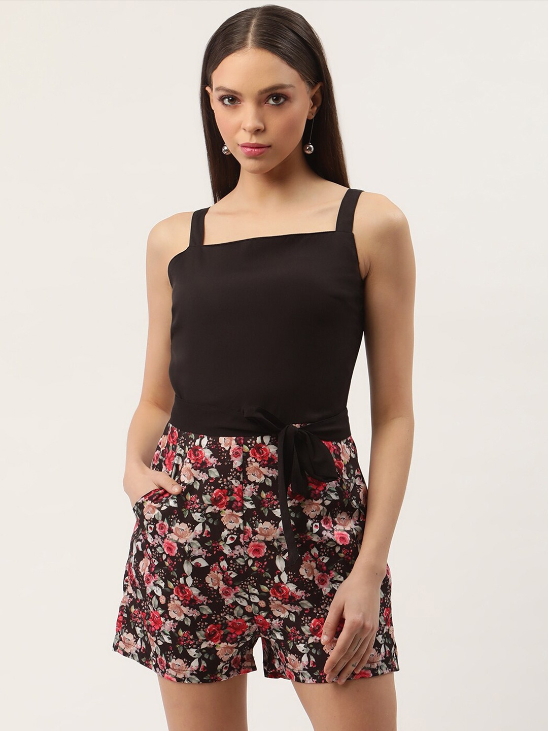 

Sleek Italia Floral Printed Jumpsuit, Black