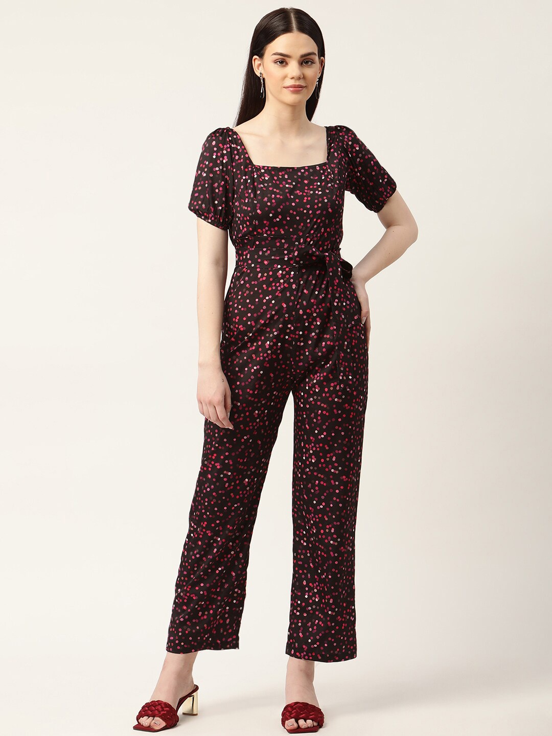

Sleek Italia Printed Basic Jumpsuit, Black