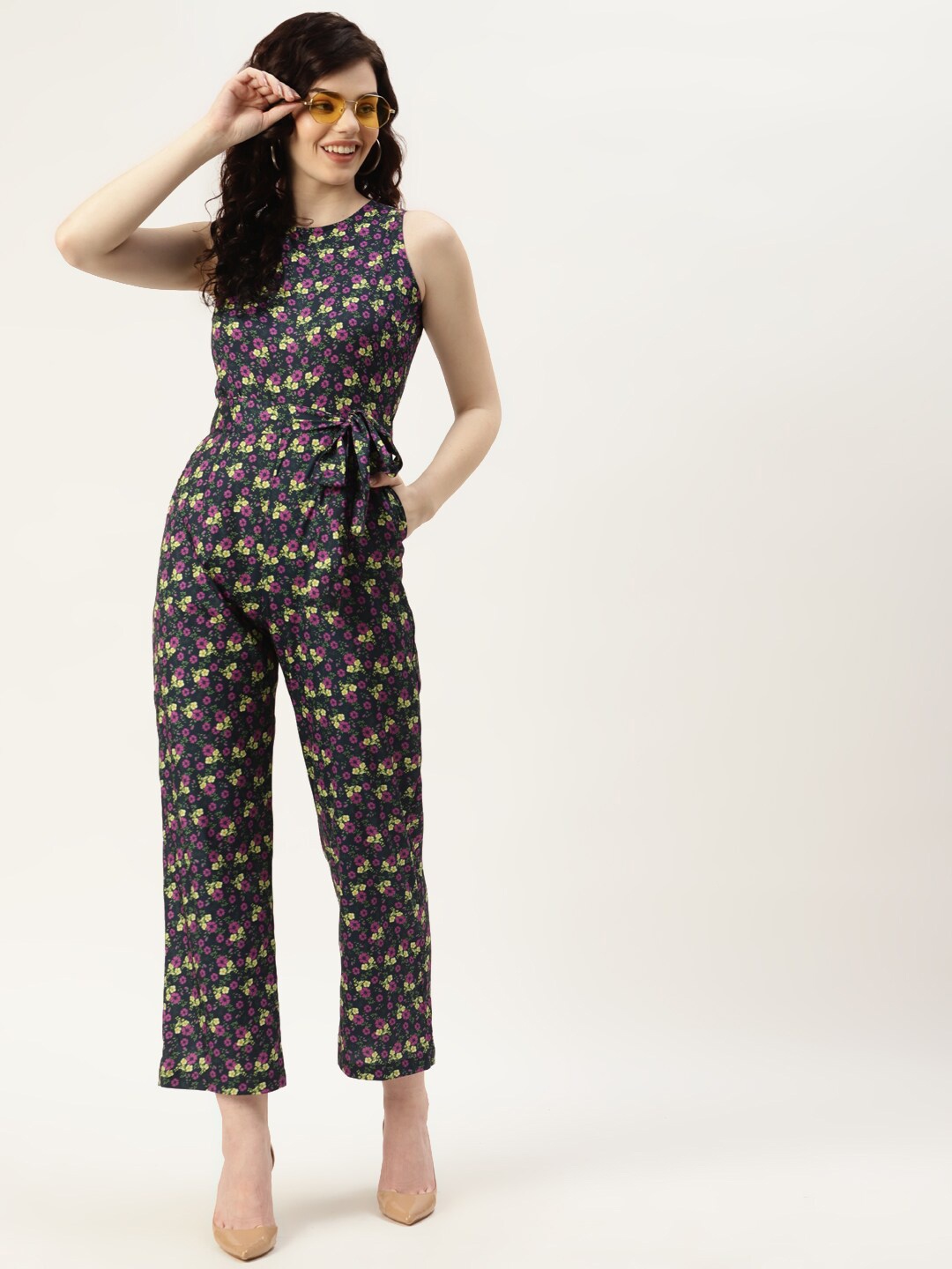 

Sleek Italia Printed Basic Jumpsuit, Navy blue